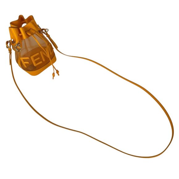 FENDI Mon Tresor Mini Shoulder Bag Handbag Orange Leather/Mesh - Picture 7 of 14